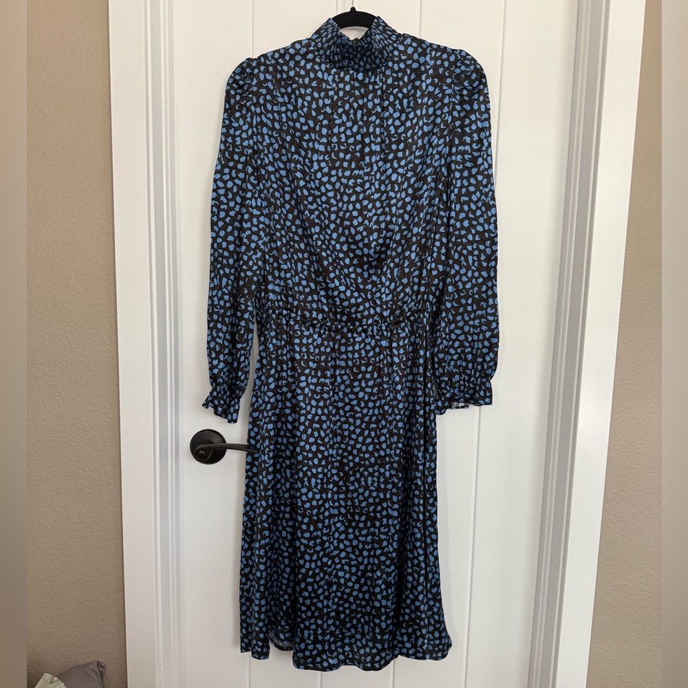 Tucker Blue and Black Long Sleeve Dress